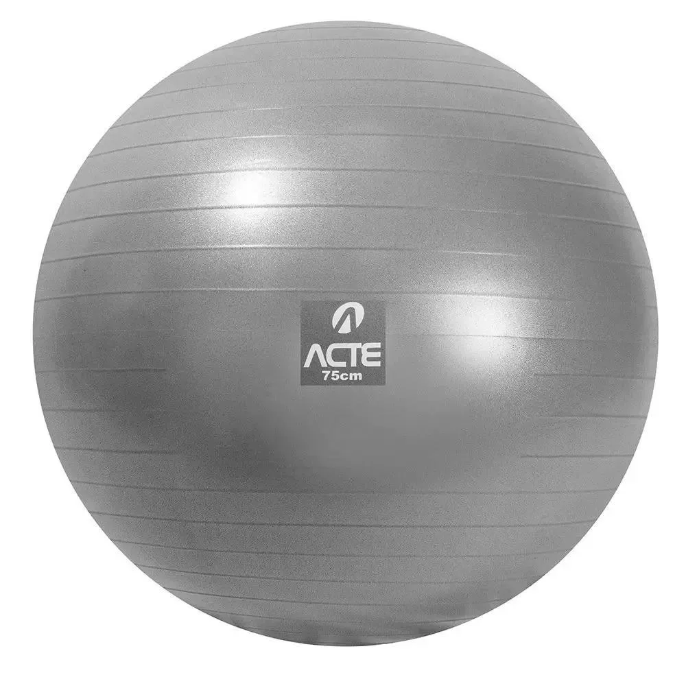 BOLA PILATES 75CM. CINZA. COM BOMBA DE AR. T9-75. ACTE SPORTS Cinza