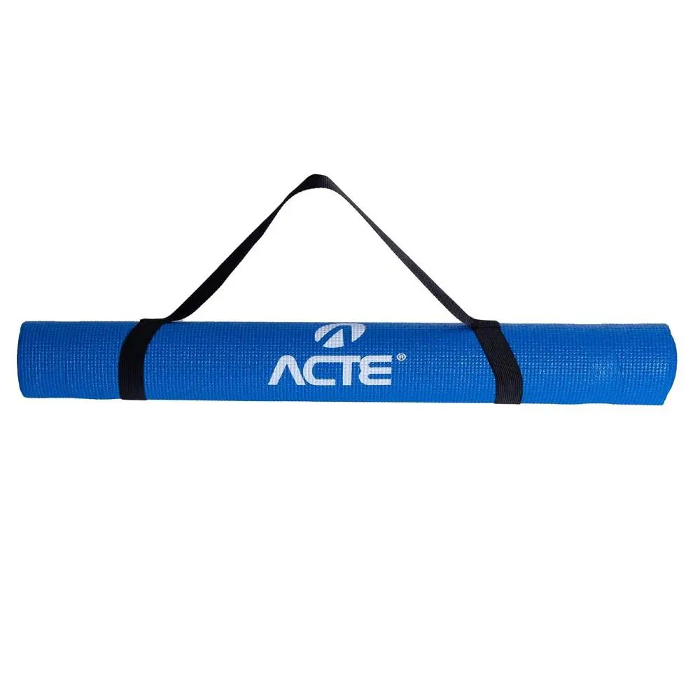 TAPETE YOGA MAT EM PVC COM ALçA DE TRANSPORTE - ANTIDERRAPANTE -TEXTURIZADO - AZUL T11 ACTE SPORTS