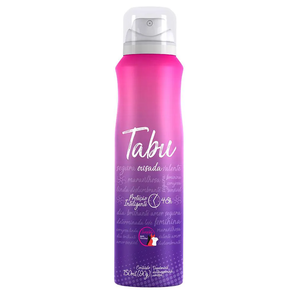 Kit Desodorante Antitranspirante Aerosol Tabu Ousada Feminino 48h 150ml 6 unidades