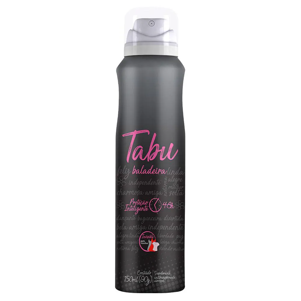 Kit Desodorante Antitranspirante Aerosol Tabu Baladeira Feminino 48h 150ml 6 unidades