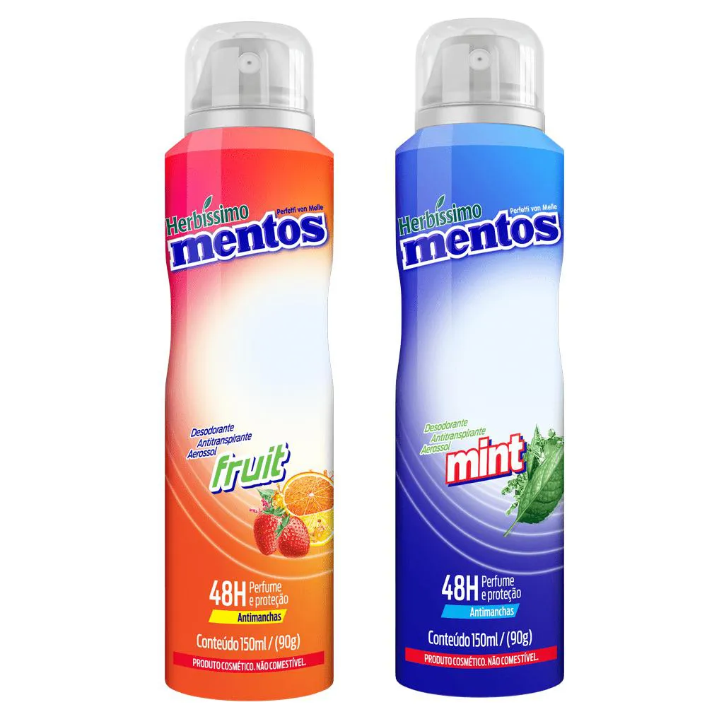 KIT DESODORANTE ANTITRANSPIRANTE AEROSSOL HERBISSIMO MENTOS FRAGRâNCIAS - C/2 UNIDADES