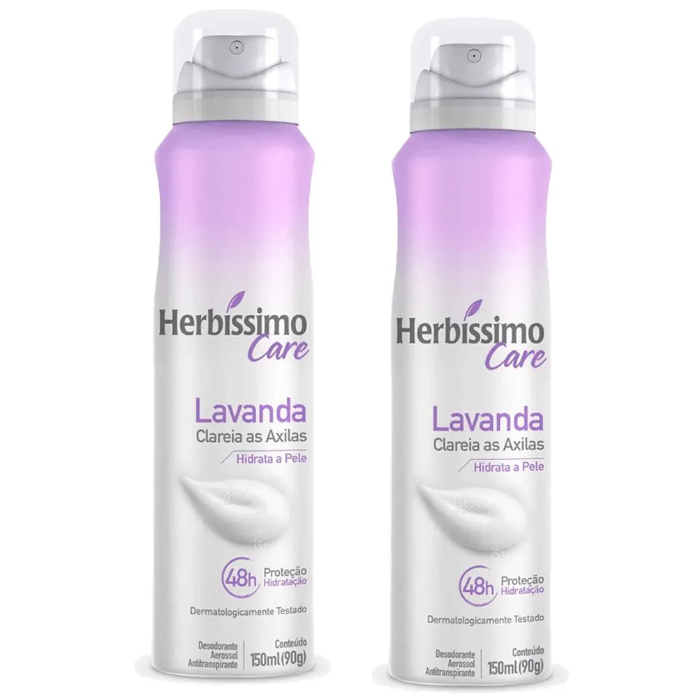 KIT DESODORANTE AEROSSOL ANTITRANSPIRANTE HERBISSIMO CARE LAVANDA C/2 UNIDADES