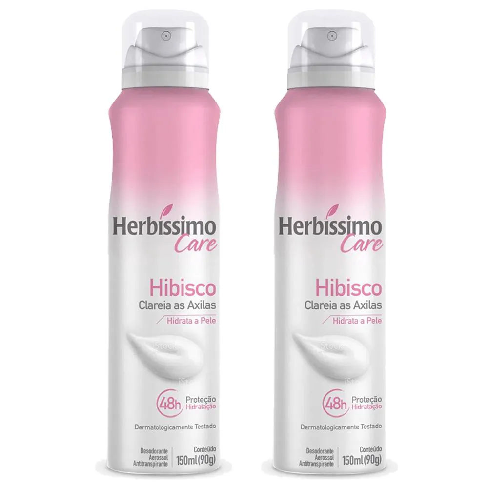 KIT DESODORANTE AEROSSOL ANTITRANSPIRANTE HERBISSIMO CARE HIBISCO C/2 UNIDADES