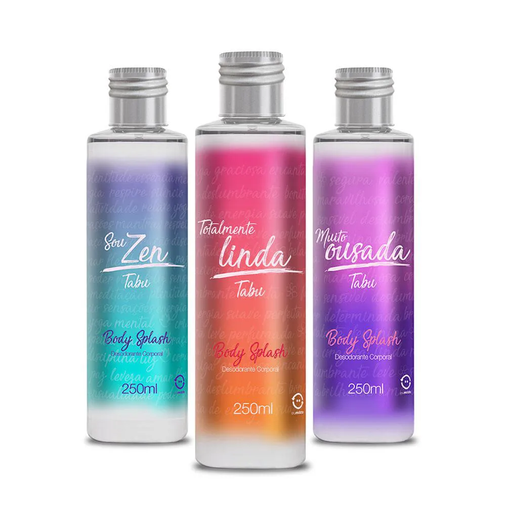 Kit Tabu Body Splash Feminino Sou Zen 250ml+ Totalmente Linda 250ml+ Muito Ousada 250ml