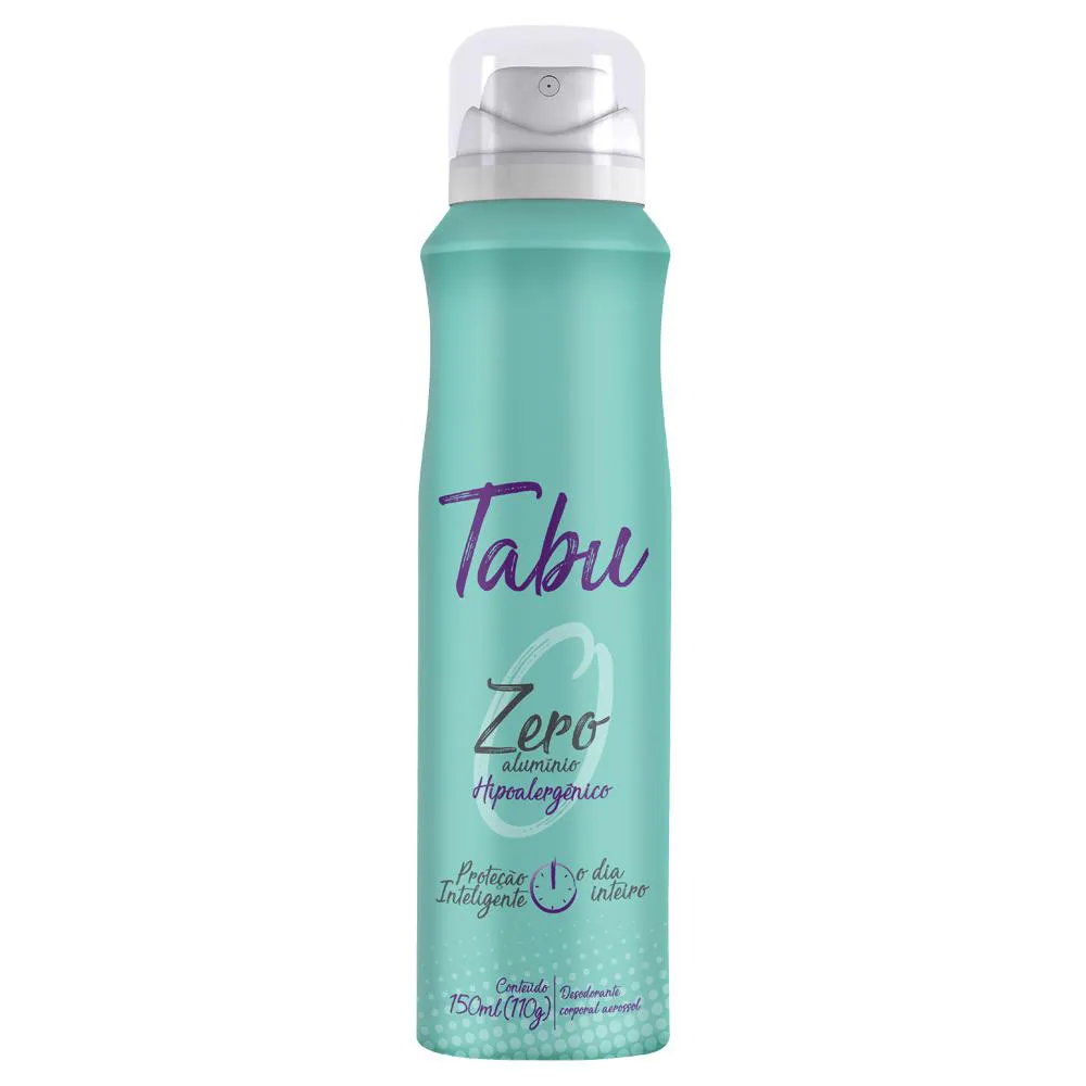 Desodorante Antitranspirante Aerosol Tabu Zero Alumínio Feminino 48h 150ml