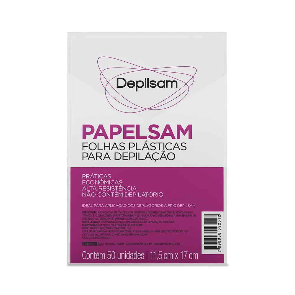 PAPELSAM FOLHAS PLáSTICAS PARA DEPILçãO DEPILSAM 50 FLS