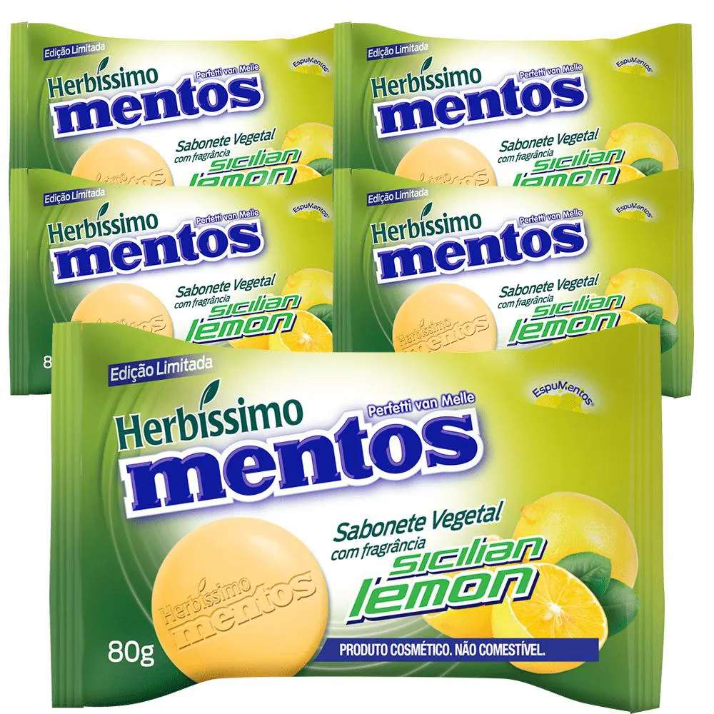 KIT SABONETE VEGETAL HERBISSIMO MENTOS LEMON SICILIAN - C/5 UNIDADES KIT SABONETE VEGETAL HERBISSIMO MENTOS LEMON SICILIAN -  C/5 UNIDADES