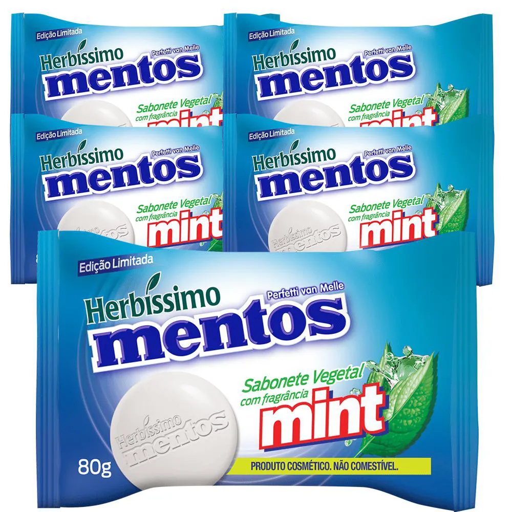 KIT SABONETE VEGETAL HERBISSIMO MENTOS MINT -  C/5 UNIDADES