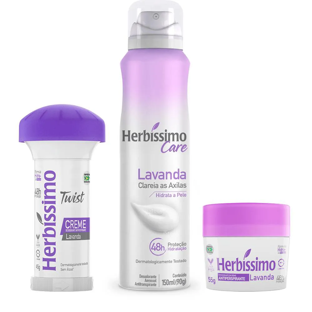 KIT DESODORANTE HERBíSSIMO LAVANDA - C/3 UNIDADES