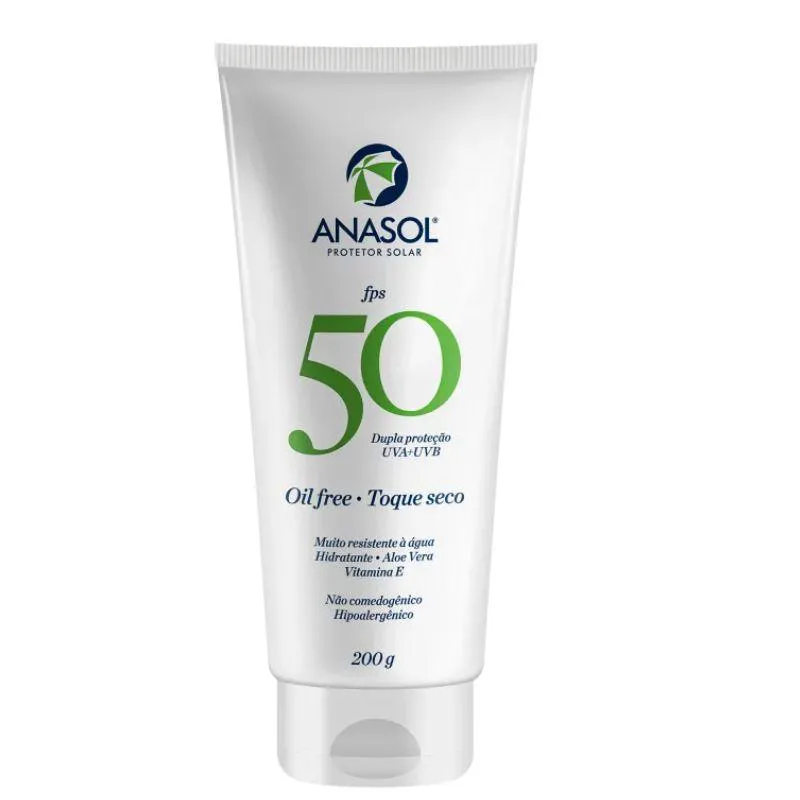 PROTETOR SOLAR OIL FREE TOQUE SECO FPS 50 - 200 G - ANASOL