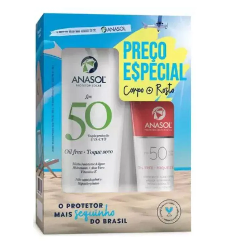 KIT ANASOL ( PROTETOR OIL FREE FPS 50 - 200 G + PROTETOR FACIAL FPS 50 - 60 G )
