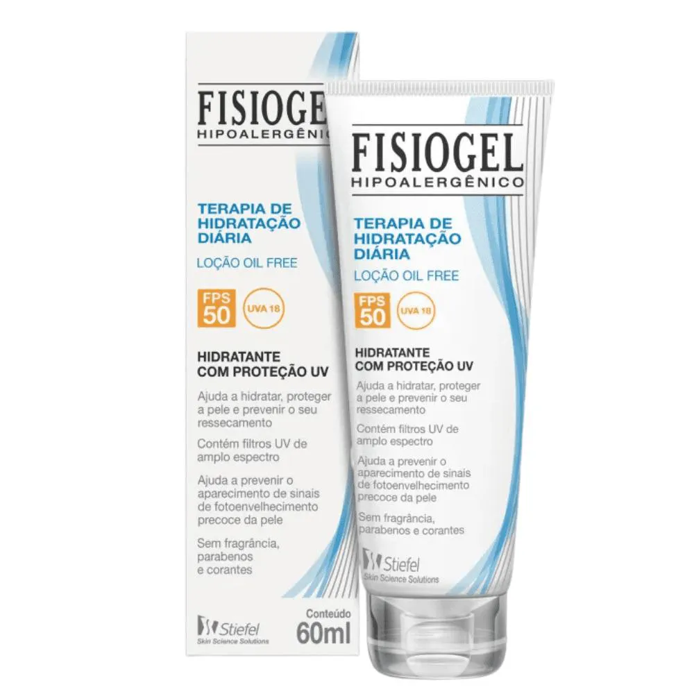 MEGALABS FISIOGEL TERAPIA DE HIDRATAçãO DIáRIA LOçãO HIDRATANTE FPS 50 60ML