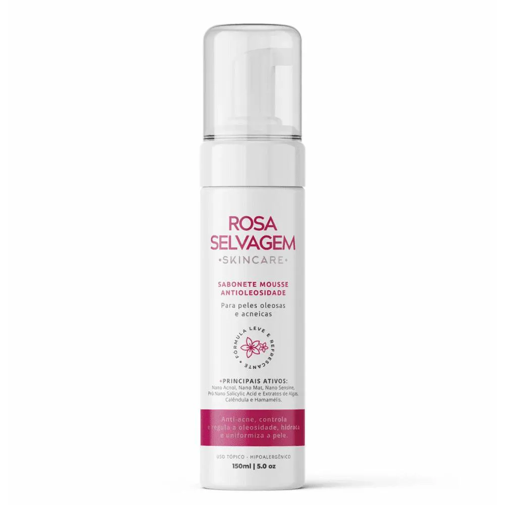 ROSA SELVAGEM SABONETE FACIAL MOUSSE PELE OLEOSA E ACNEICA 150ML