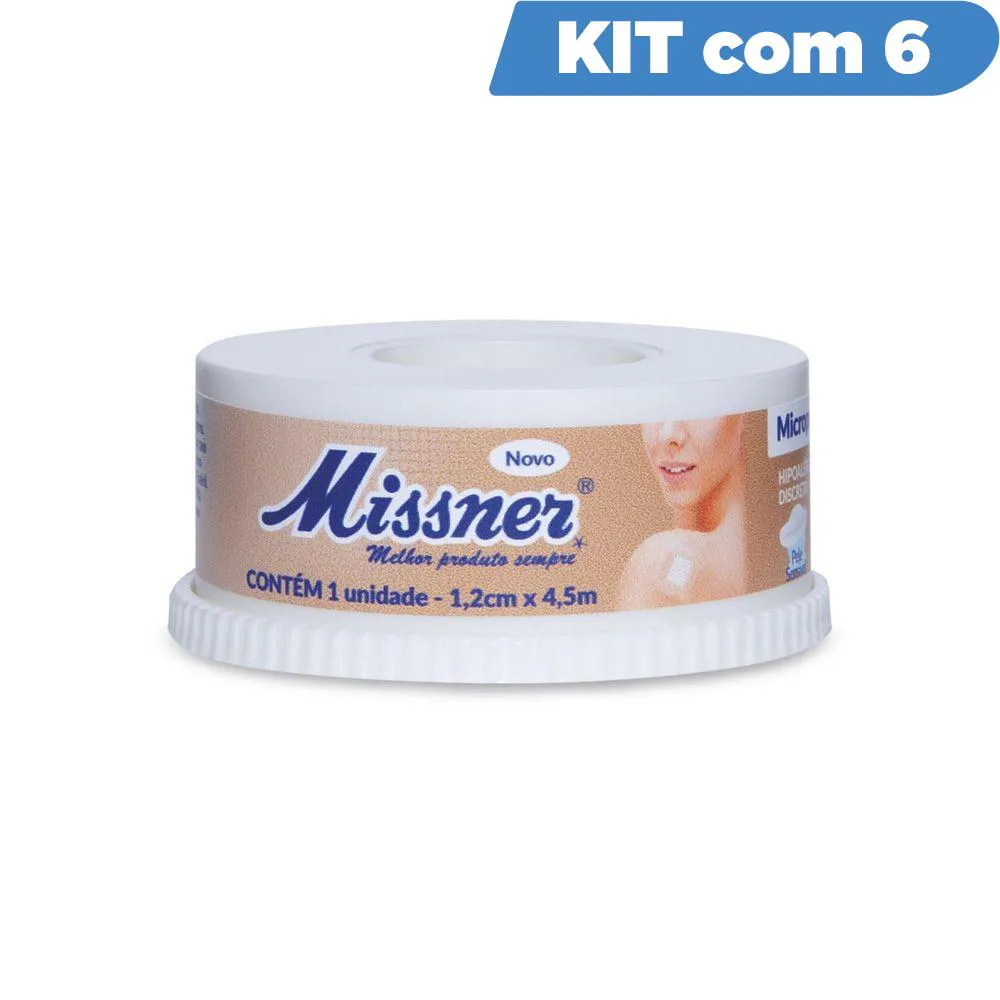 KIT FITA MICROPORE BEGE 1,2X4,5 MISSNER COM 6 UNIDADES