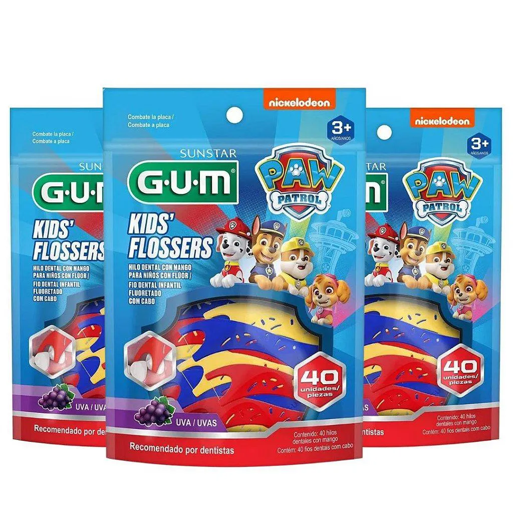 KIT 3UNI FLOSSER INFANTIL PATRULHA CANINA COM 40 - GUM