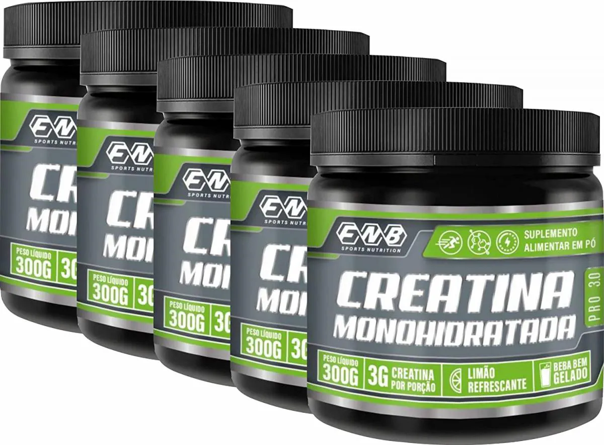 Kit Creatina Monohidratada FNB Sports Nutrition Limão 3.0 300g 5 unidades