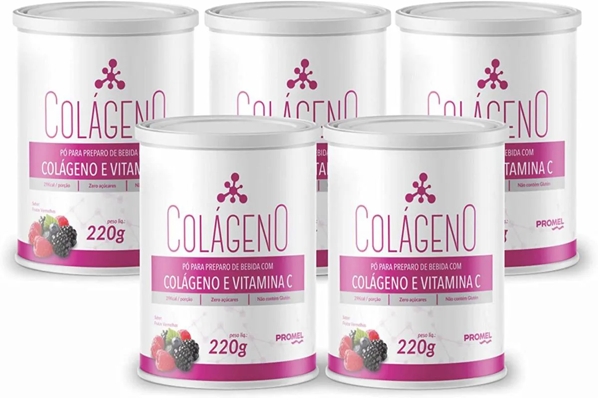 5 COLáGENO HIDROLISADO+ VIT C PROMEL 220G - FRUTAS VERMELHAS