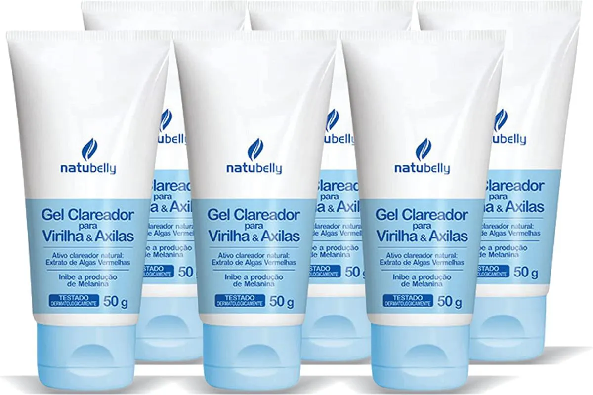 KIT COM 6 - CREME CLAREADOR DE AXILAS E VIRILHA 50G - NATUBELLY