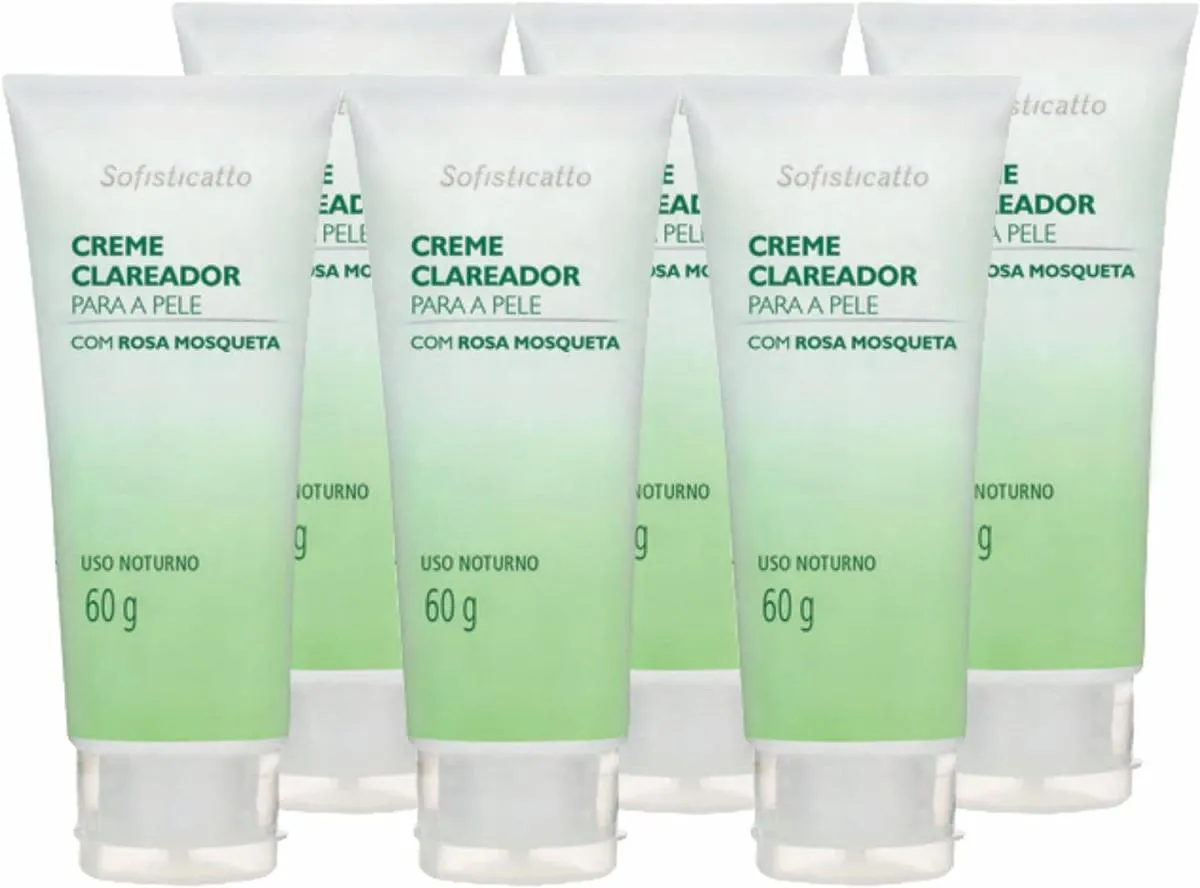 KIT COM 6 CREME CLAREADOR COM ÓLEO DE ROSA MOSQUETA 60G SOFISTICATTO