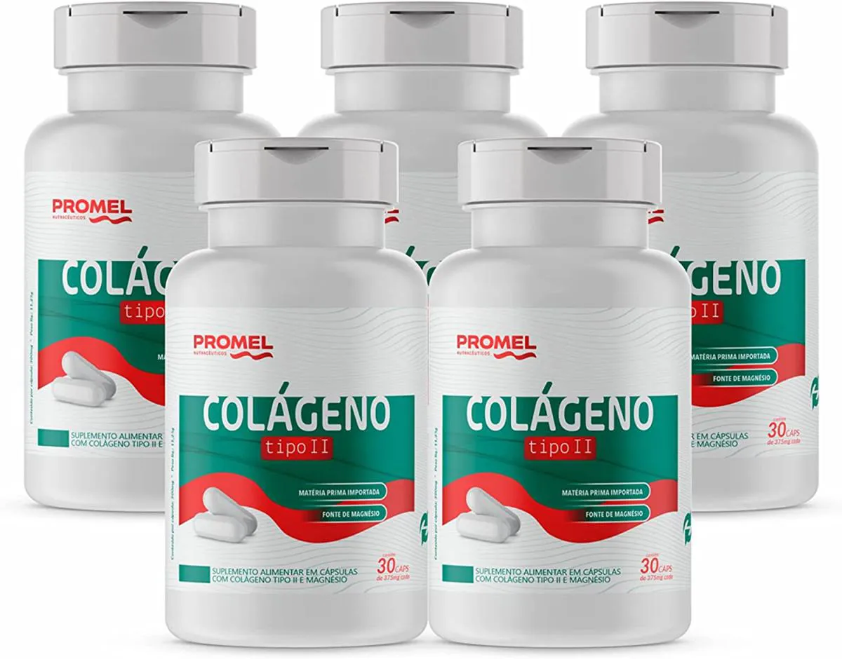 KIT COM 5 - COLáGENO TIPO II E MAGNéSIO 30 CáPSULAS PROMEL