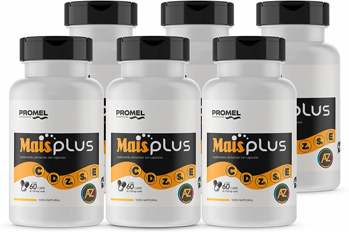 KIT COM 6 MAIS PLUS A A Z 60 CAPSULAS DE DE 500MG PROMEL