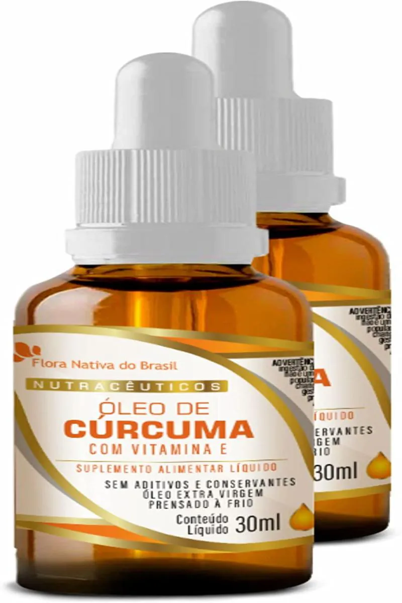 KIT COM 2 - ÓLEO DE CúRCUMA COM VITAMINA E EM GOTAS 30ML FLORA NATIVA ...