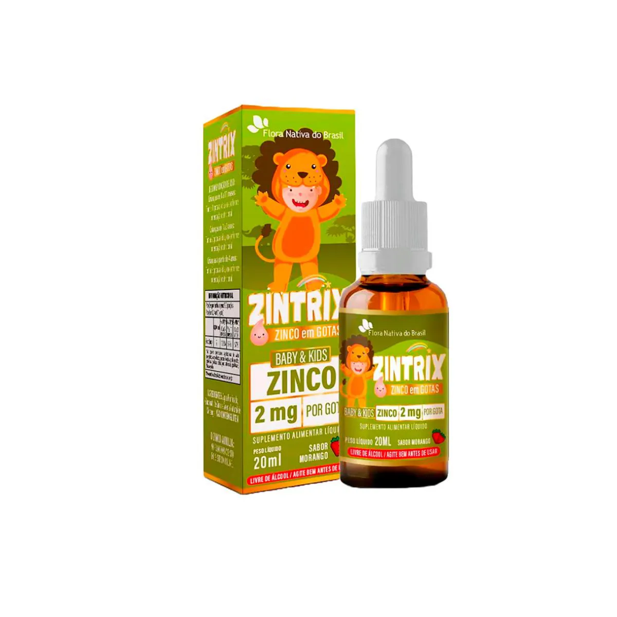 Zinco Infantil Zintrix Flora Nativa do Brasil Morango 20ml