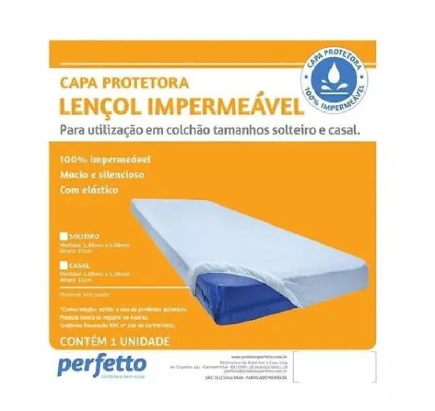 LENçOL IMPERMEáVEL CAPA PARA COLCHãO CASAL - PERFETTO