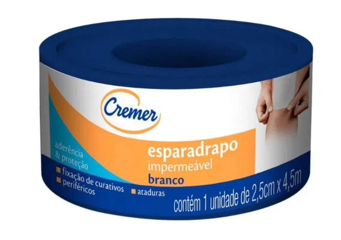 ESPARADRAPO IMPERMEáVEL BRANCO - 2,5CM X 4,5M - CREMER