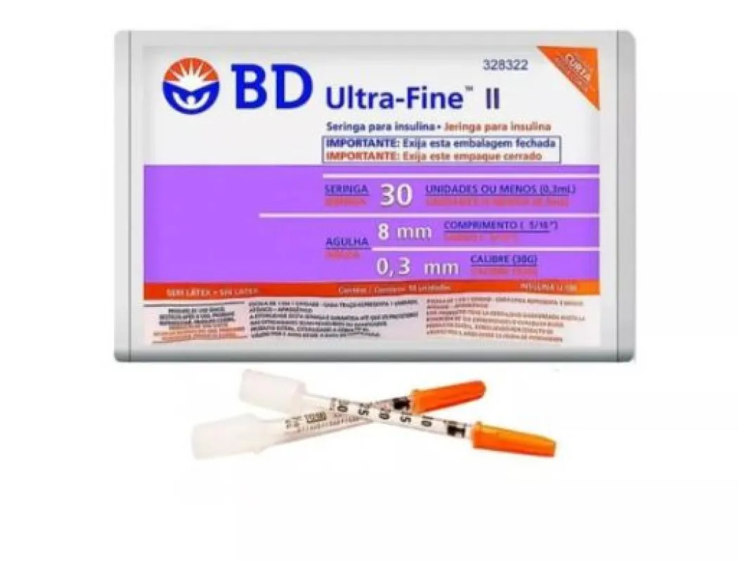 SERINGA PARA INSULINA ULTRA-FINE II 8 X 0,30 MM (PACOTE COM 10 UNIDADES) - BD