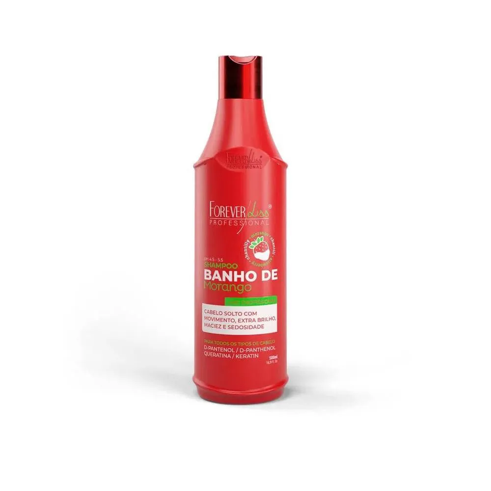 Shampoo Forever Liss Banho de Verniz de Morango Nutrição Reparação 500ml