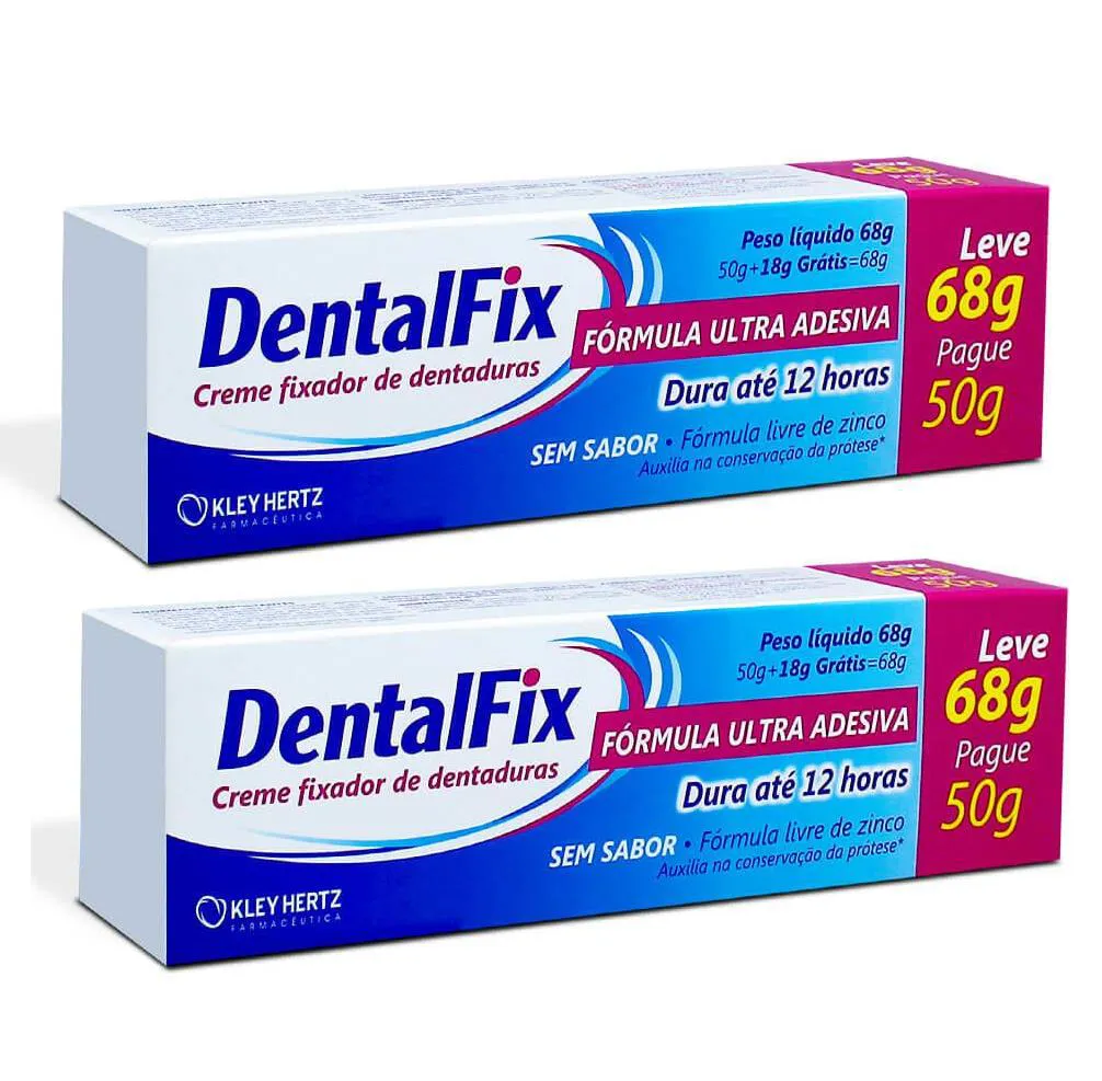 KIT COM 2 DENTALFIX FIXADOR DENTADURA 68G - KLEY HERTZ