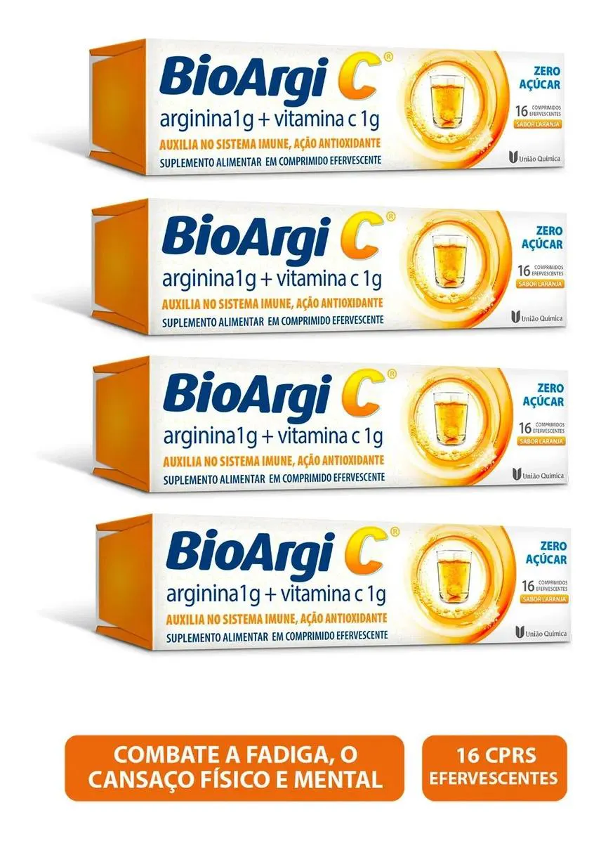 KIT 4 BIOARGI C ARGININA + VITAMINA C 16CPS - UNIãO QUíMICA