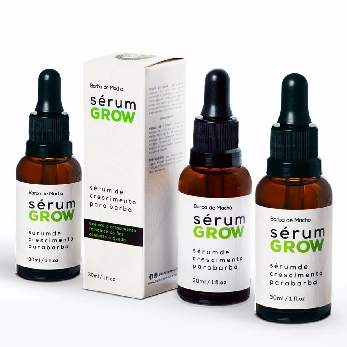 SERUM GROW CRESCE BARBA CABELO EM TRATAMENTO 3 MESES