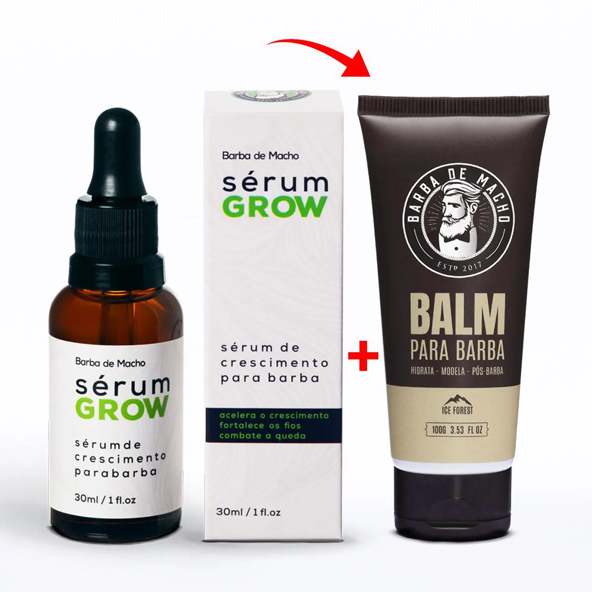 SéRUM GROW TONICO CRESCE BARBA COM BLEND DE ATIVOS + BALM