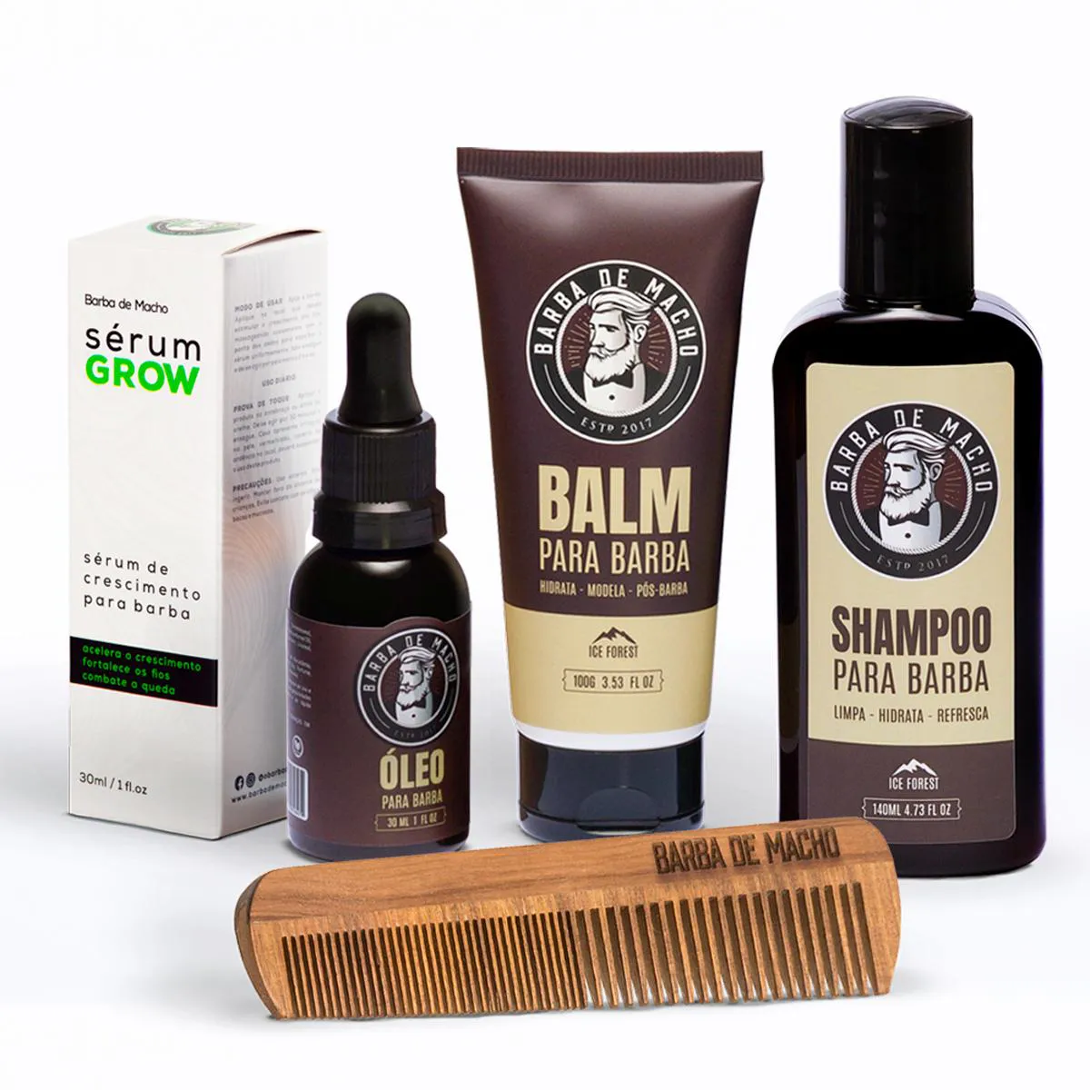 KIT ESSENTIAL SéRUM GROW CRESCE BARBA, SHAMPOO, BALM E ÓLEO