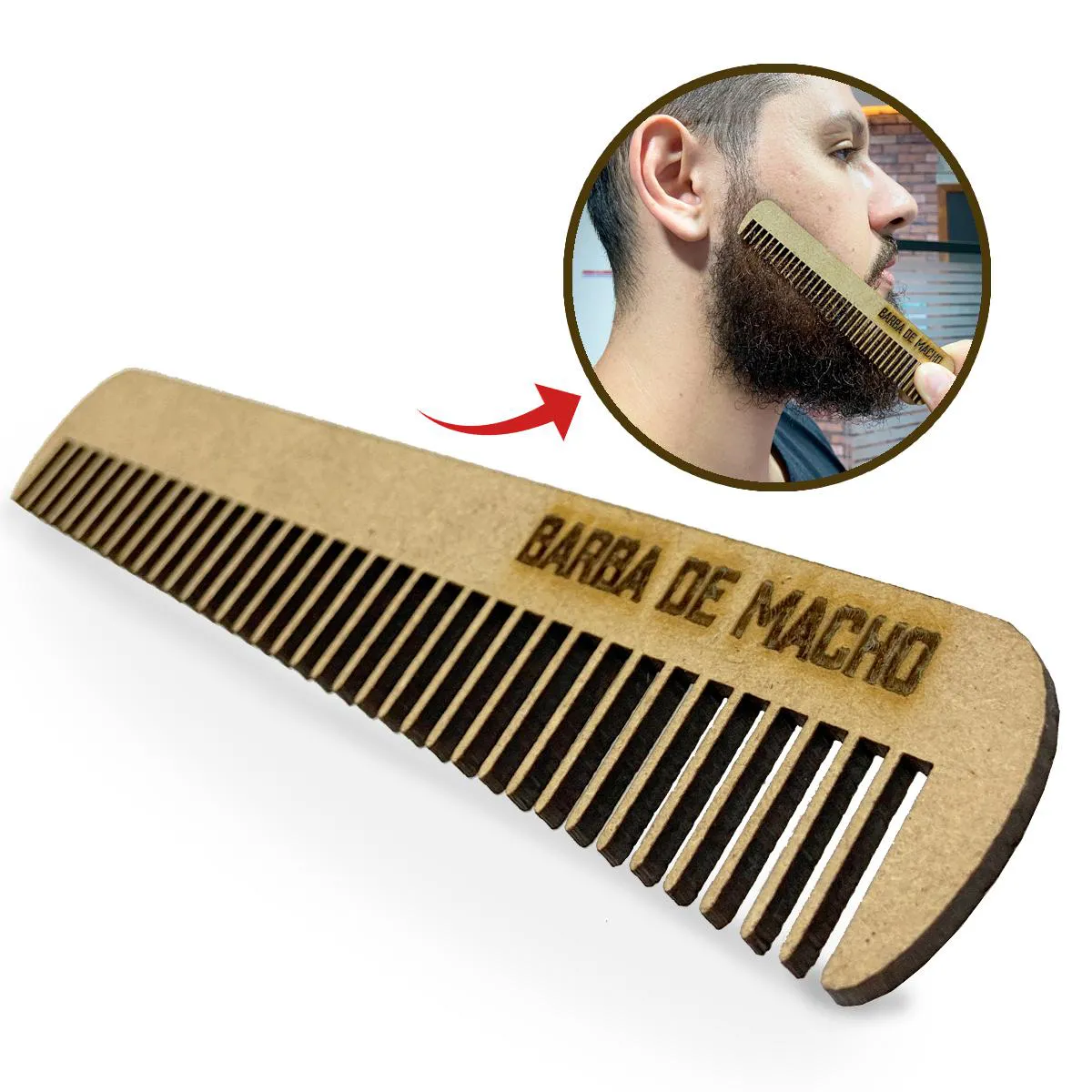 PENTE PARA BARBA RETO ALINHA ANTI FRIZZ BARBA DE MACHO