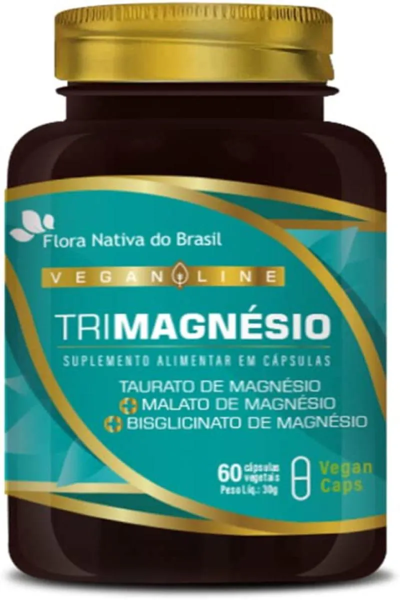 VEGAN TRI MAGNéSIO (TAURATO, MALATO E BISGLICINATO) 60 CAPS - FLORA NATIVA DO BRASIL