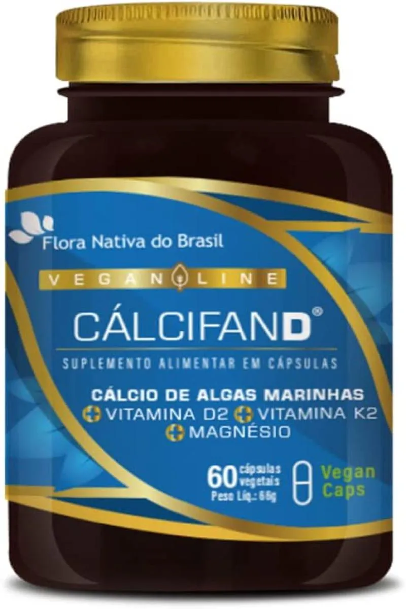 VEGAN CáLCIFAN D (VITAMINA D2 + VITAMINA K2 + MAGNéSIO) 60CAPS - FLORA NATIVA DO BRASIL