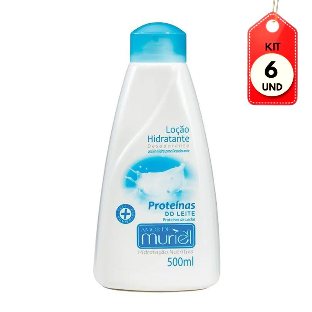 KIT C/06 MURIEL LOçãO HIDRATANTE PROTEíNAS DO LEITE 500ML