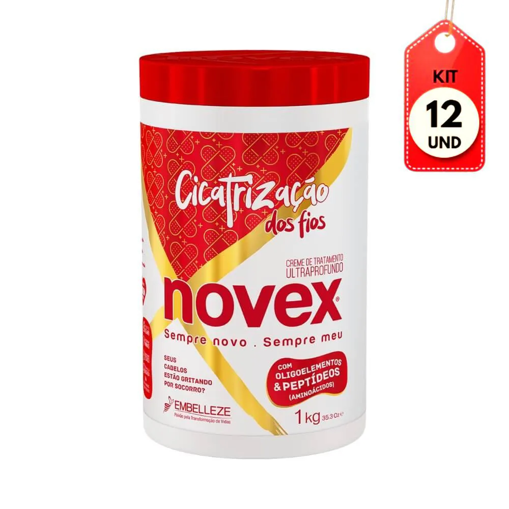 KIT C/12 NOVEX CICATRIZAçãO DOS FIOS MáSCARA 1KG