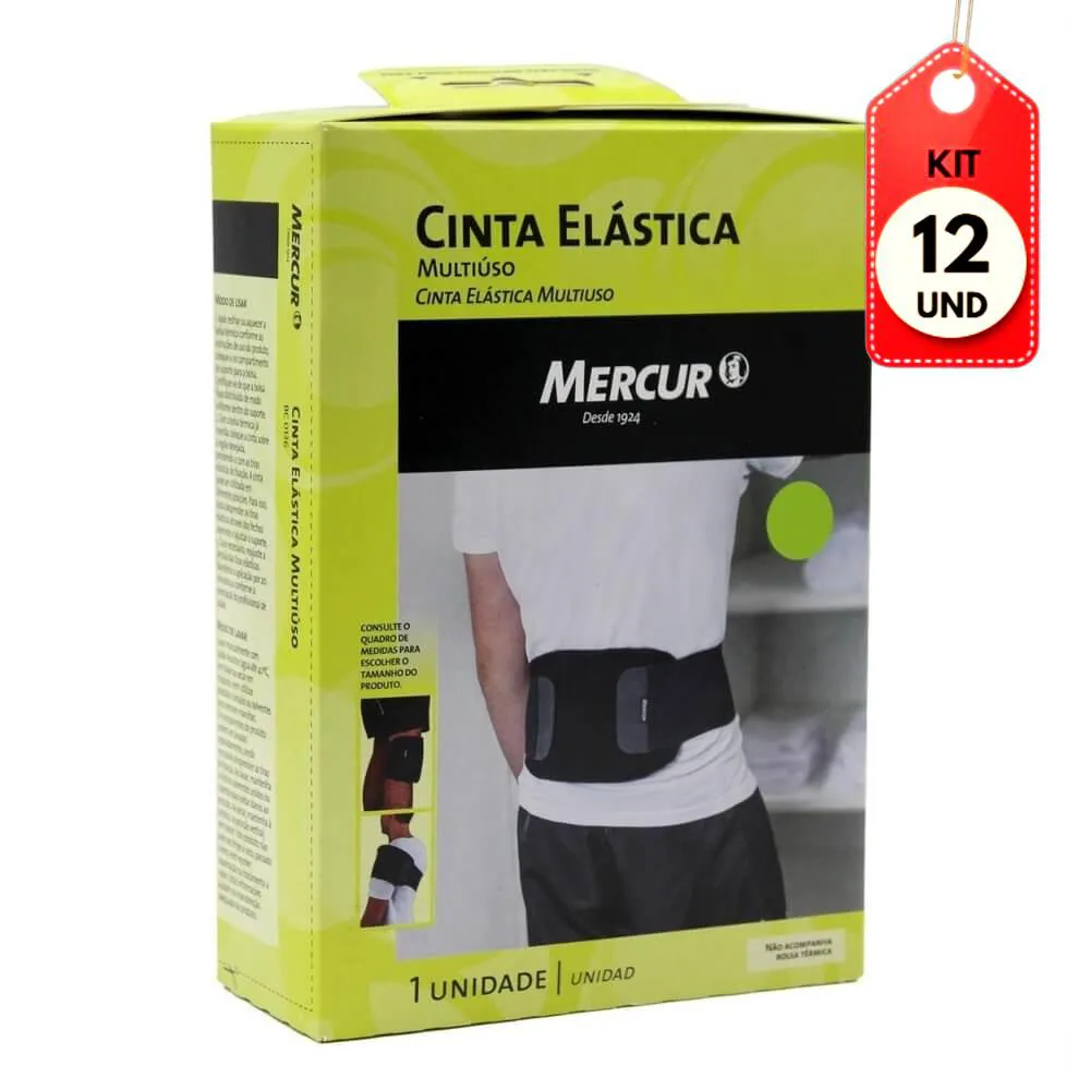 KIT C/12 MERCUR 1170 CINTA ELáSTICA MULTIUSO PRETA G/GG