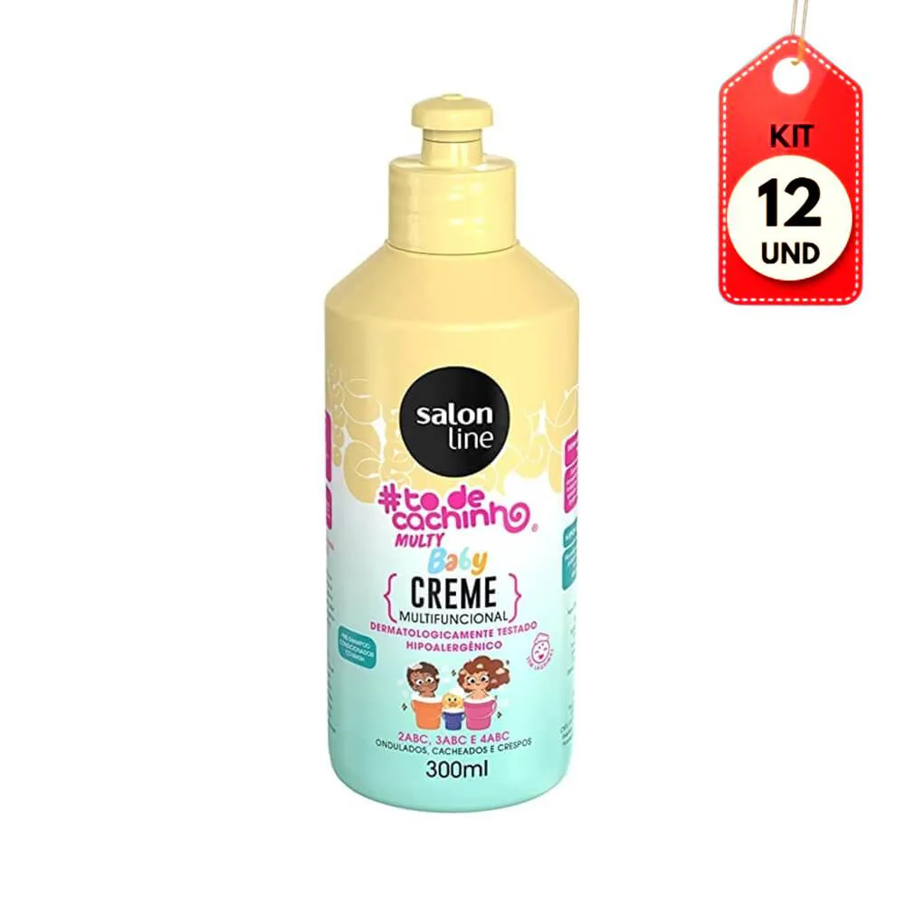 KIT C/12 SALON LINE TôDECACHINHO BABY CREME CAPILAR INFANTIL MULTIFUNCIONAL 300ML