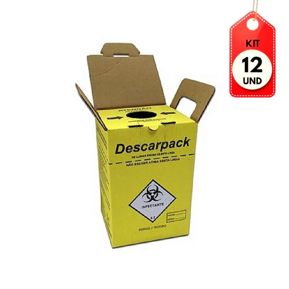 KIT C/12 DESCARPACK COLETOR PERFUROCORTANTE 7 L