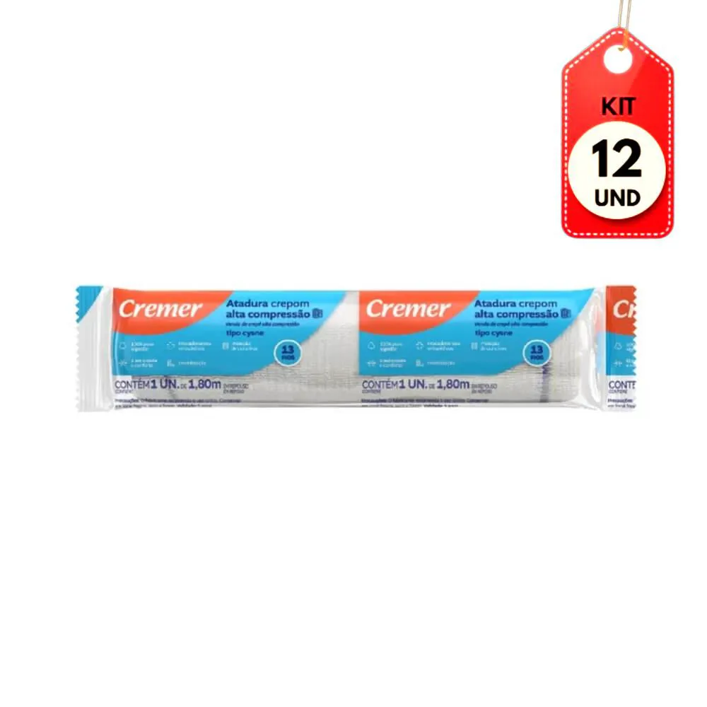 KIT C/12 CREMER CYSNE ATADURA CREPE 15CMX1,80M