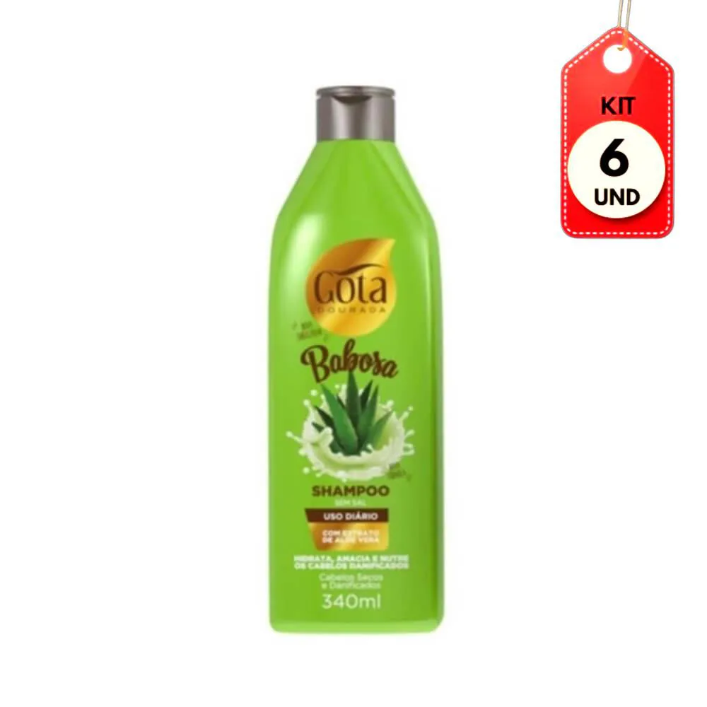 KIT C/06 GOTA DOURADA BABOSA SHAMPOO 340ML