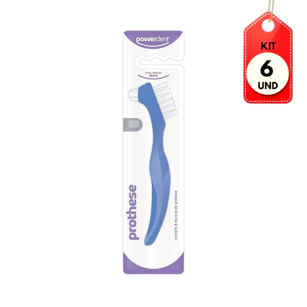KIT C/06 POWERDENT 1473 ESCOVA P/ PRóTESES E APARELHOS