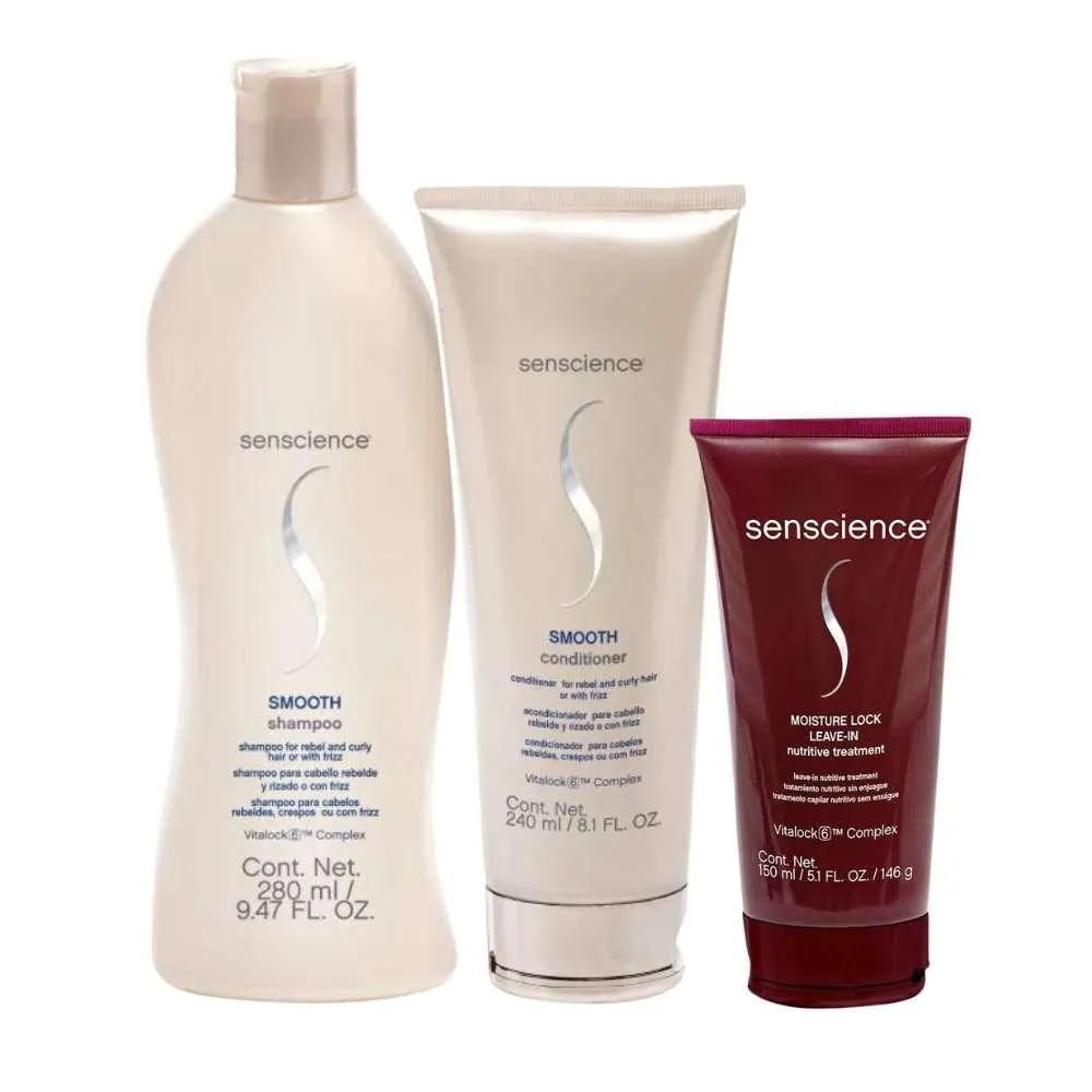 SENSCIENCE SMOOTH SHAMPOO 280ML + CONDICIONADOR 240ML + MOISTURE LOCK 150ML