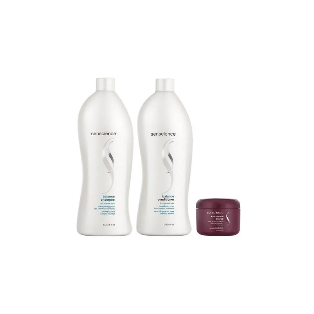 SENSCIENCE BALANCE SHAMPOO + CONDICIONADOR 1L + INNER RESTORE INTENSIF 150ML