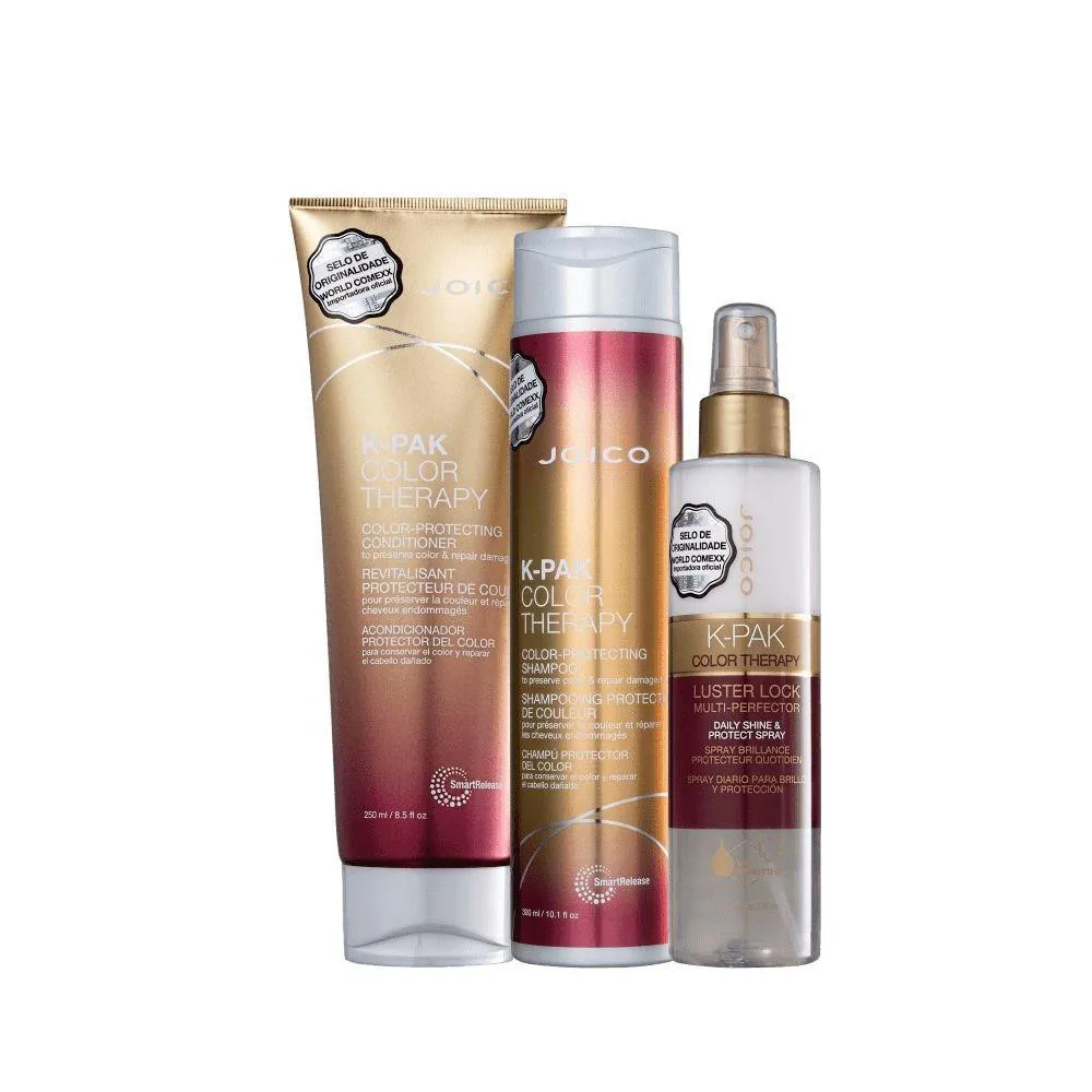 JOICO K-PAK COLOR THERAPY SMART RELEASE LUSTER LOCK SHAMPOO + CONDICIONADOR 250ML + LEAVE-IN 200ML